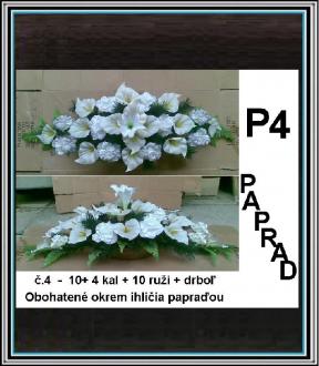 Ikebana č 2-95 cm -14 bielych kal+10 bielych ruži+papraď.