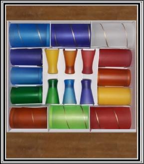 Sklenené poháre sadá  farebná so špirálou - 18 ks pohárov .