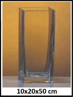 Kvader - Sklenená váza 10x20x50 cm MASÍV 
 č. 23-LA17-9686A - MOMENTALNE VYPREDANÉ