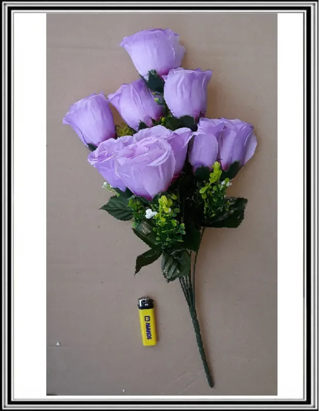 Kytica veľkých 52 cm 9 hlav fialových ruži č 555