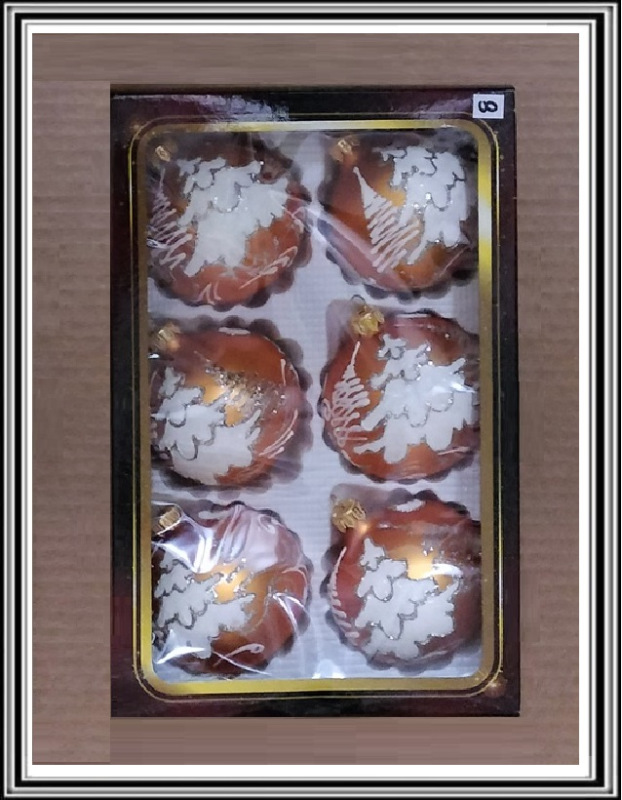 A Sklenené gule ručne maľované 8 cm 6 kusov č8