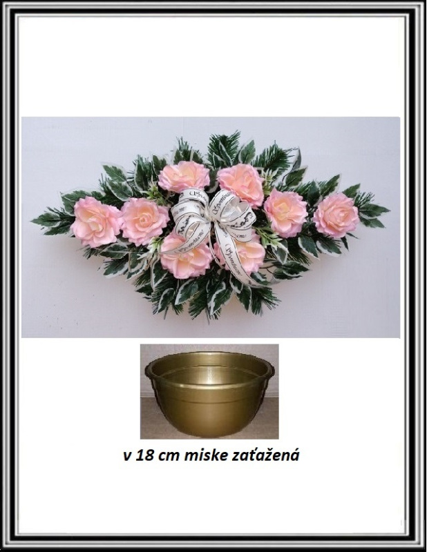 Ikebana so stuhou SPOMÍNAME s ružami zaťažená -ružová