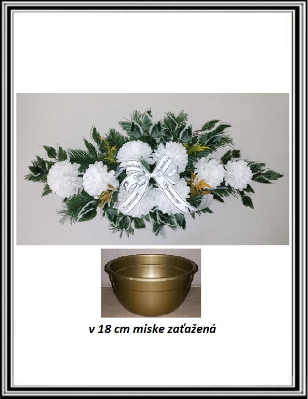 Ikebana so stuhou SPOMÍNAME s chryzantén zaťažená -biela