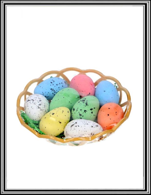 Veľkonočné vajíčka v košíku  9 kusov 3x5 cm RS9415-54