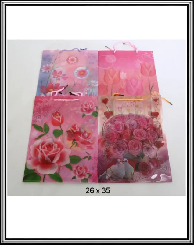 Darčeková taška LESKLA kvety 26x35 cm č 0463C