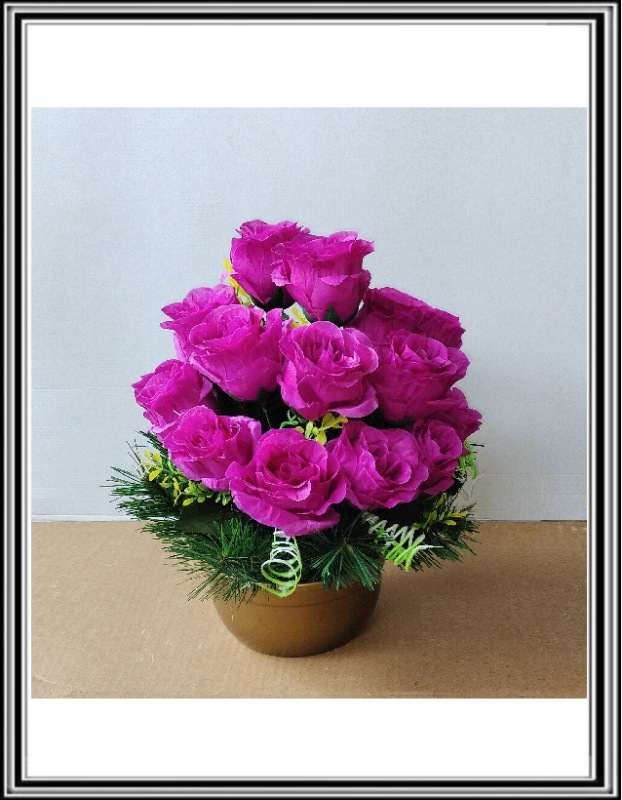 Umelé kvety v miske 18 hlav zaťažené DUPEĽ č 181 - fialové