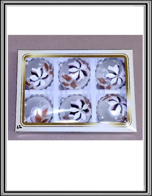 A Sklenené gule ručne maľované 10 cm 6 kusov č22