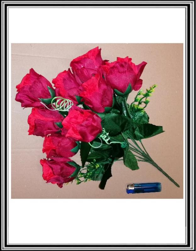 Umelá kytica 45 cm krémovo červená  ruže FLO 456