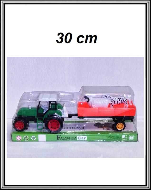 Traktor s vlečkou 30 cm a so zvieratkami č 0208H  zelený