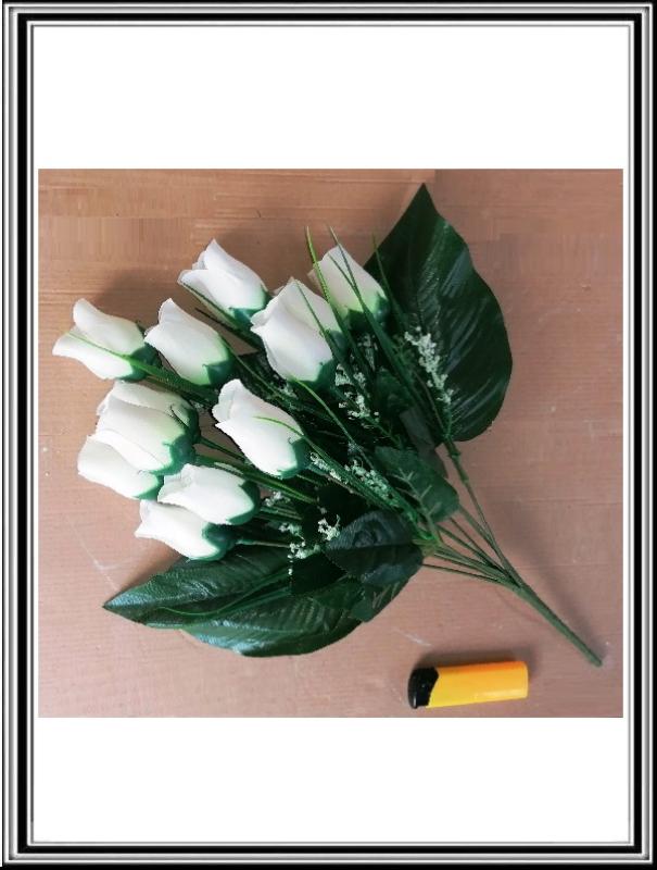 Umelá kytica ružičiek 43 cm 12 hláv,TN1050   biela
