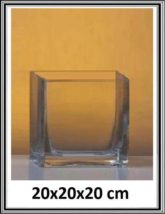 Kvader - Sklenená váza kváder č LA17-1171,  20x20x20 cm