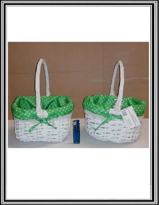 Prútený košík so zelenou textiliou č HP228 kvadrat v- 28 cm dva vzory