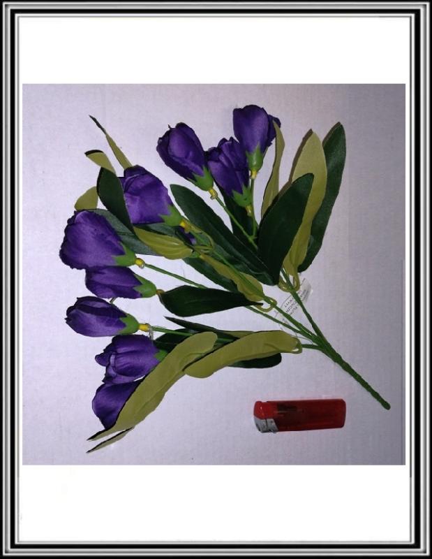 Kytička tulipánov 9 hlav 34 cm fialová