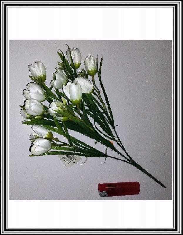 Umelá kytica 35 cm 12 hláv CV13987-MIX ,tulipány biele
