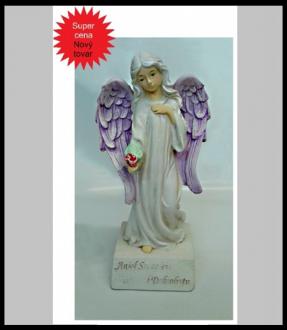 Anjel č1 šťastia a dobroty - fialový - v-23cm, š-11cm
