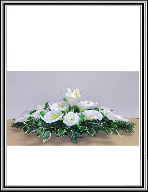 Ikebana 1 č.41 , 80 cm , 8 bielych kal+6 svetlo krémových ruži