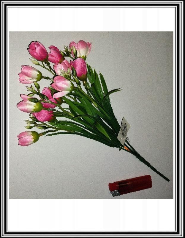 Umelá kytica 35 cm 12 hláv CV13987-MIX ,tulipány bieloružové