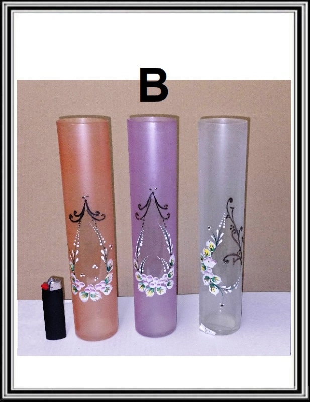 A Sklenená váza priemer 5,5 x 27 cm ručne maľované B