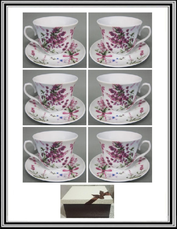 Sadá 6+6 ks šálky s tanierikom 250 ml FA-284-6 levanduľa