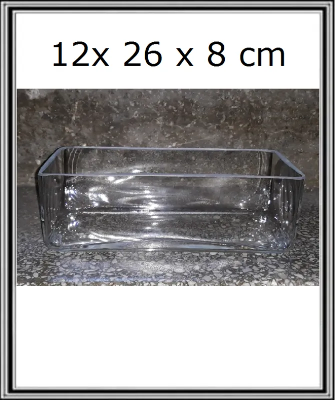 Sklenená miska hranatá 12x26 cm, v-8 cm  č.1574