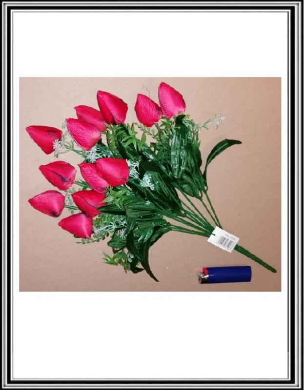 A Umelá 42 cm kytička 12 hlav tulipánov KX2009 žlto červená