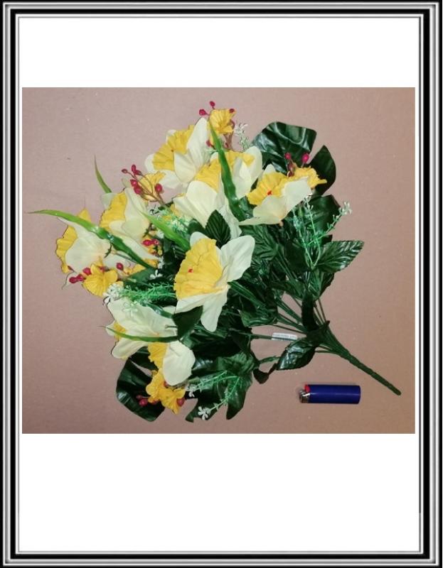 Umelá veľká kytička bieložltých narcisov so žltým K 219-100013