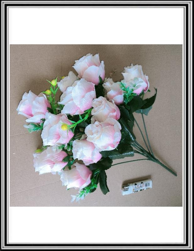 Umelá kytica 45 cm 12 hlavičková FLO M002, 5904292 901722 bielo ružová