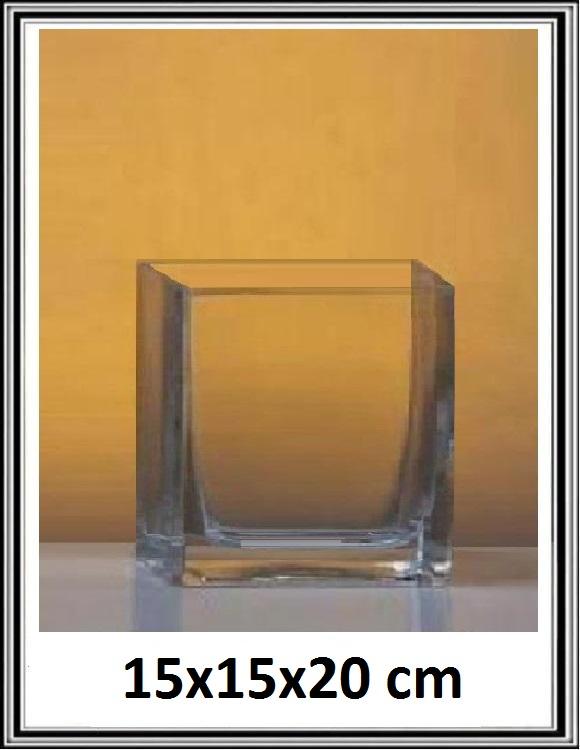 Kvader - Sklenená váza kváder č LA17- 638,  15x15x20 cm