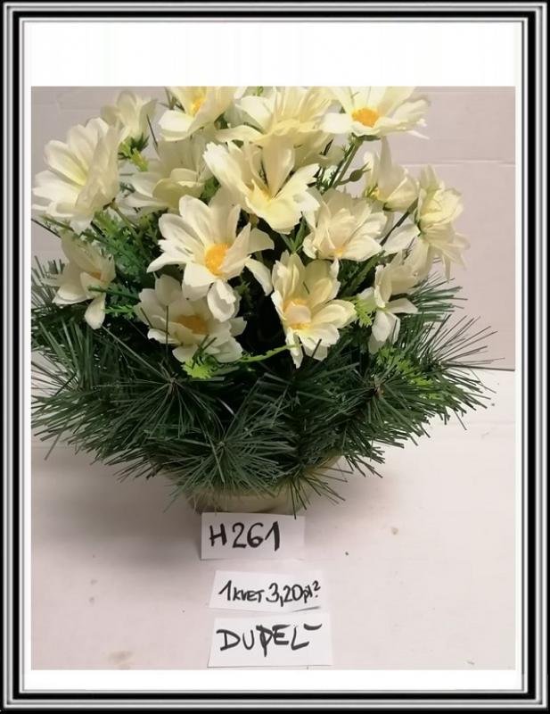 Umelé kvety v malej miske H261 DUPEĽ  biele