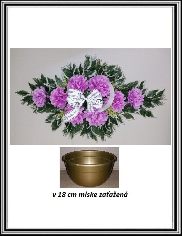 Ikebana so stuhou SPOMÍNAME s chryzantém zaťažená -Sv. fialová