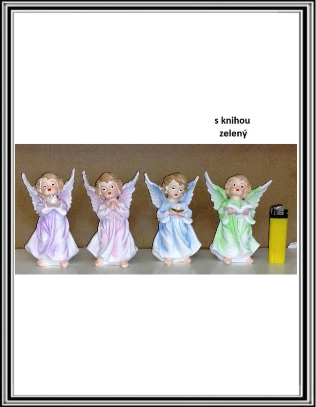 Anjelik 12,5 cm Zelený s knihou