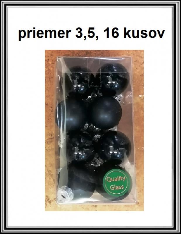 Sklenené gule priemeru 3,5 cm, 16 kusov čierne