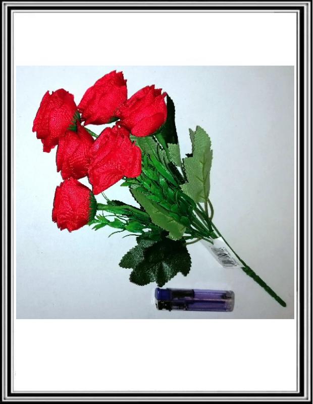A Umelá 33 cm kytica s 6 hlavami XYS6201 Červená