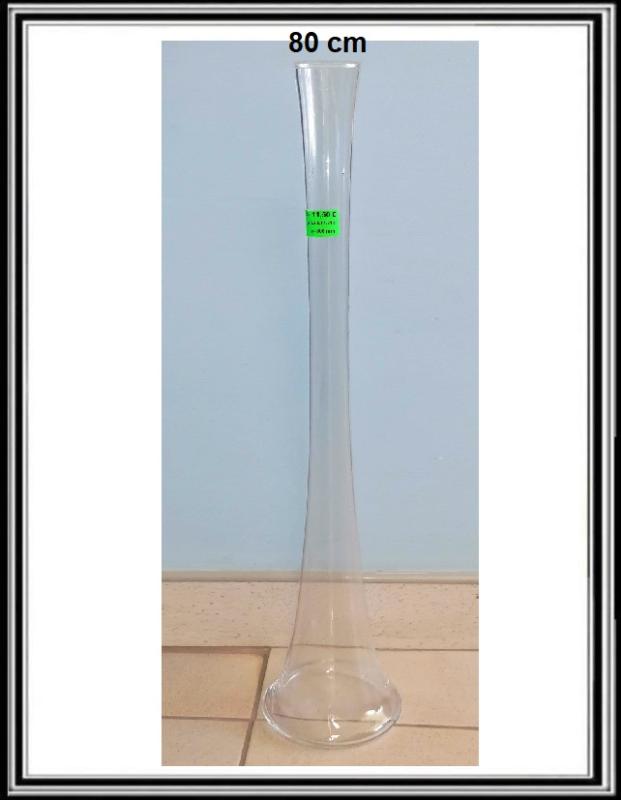 Sklenená váza RÚRA číra  80 cm 23-LA17-213    hore nebrúsená