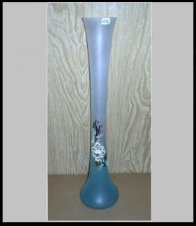Sklenená váza ručne zdobená - nebová - 50 cm