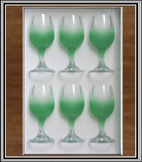 Sklenené poháre na  víno Zelené 6 ks poháre