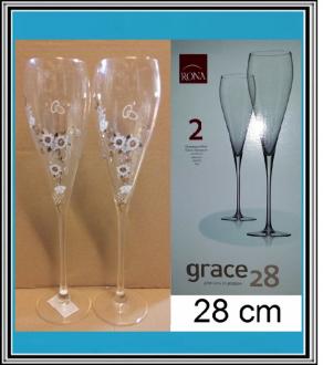 Sadá 2 ks kvietkovaných skl. pohárov č.6 v - 28 cm