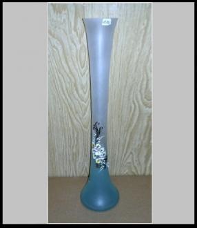 Sklenená váza ručne zdobená - nebovozelená - 50 cm