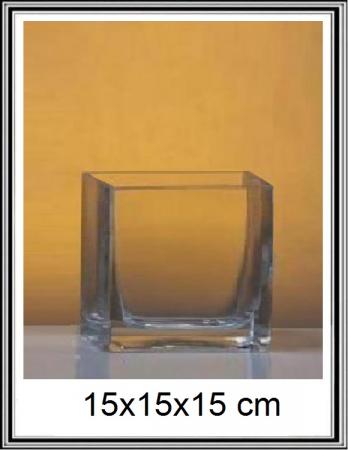Kvader - sklenená váza číra 15x15x15 cm č LA17-638A