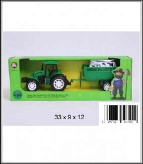 Traktor so zvieratkom na vozíku 33x12 cm