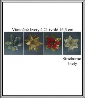 Vianočný kvet č 23 tvrdý 16,5 cm-strieborno biely