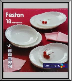 18 kusová sadá bielych tanierov LUMINAR-Feston