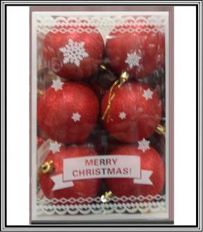 CHRISTMAS-Červené dekorované gule 12 kusov 7,5 cm