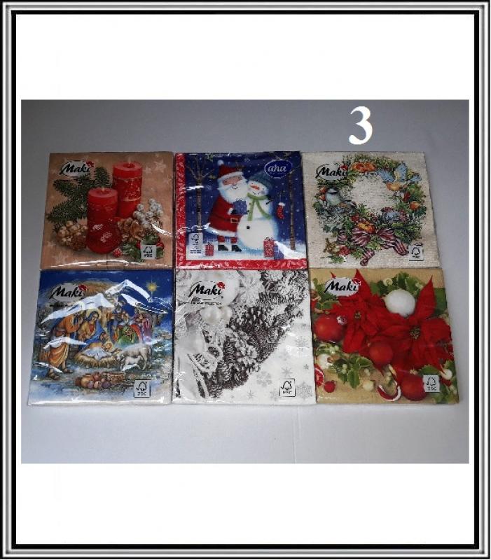 Sadá Vianočných servitok 33x33 cm č 3 (VENČEK)
