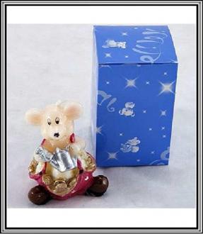 Sviečka myška + modrá krabička 10 cm