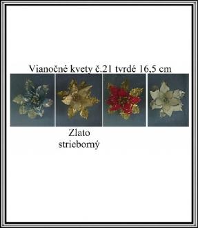 Vianočný kvet č 14 - 6,5 cm - zlatý -0,13-0,59