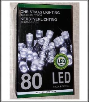 Svetelná reťaz z 80 ks LED žiaroviek- biele Používajú sa ako v miestnosti tak i vonku.