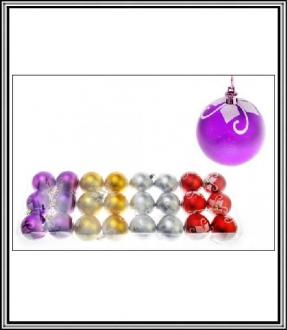 Vianočné gule č 73-66 - 6 ks priemeru 6 cm fialové