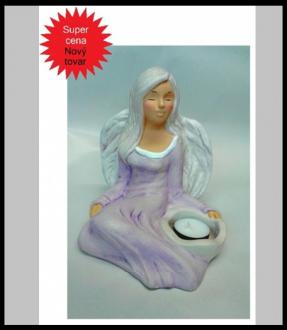 Anjel svietník VIOLA fialová v-19 cm,š-20 cm