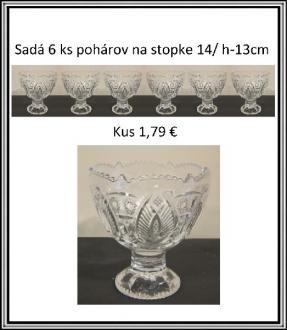 Sadá 6 ks pohárov na stopke 14- h-13cm